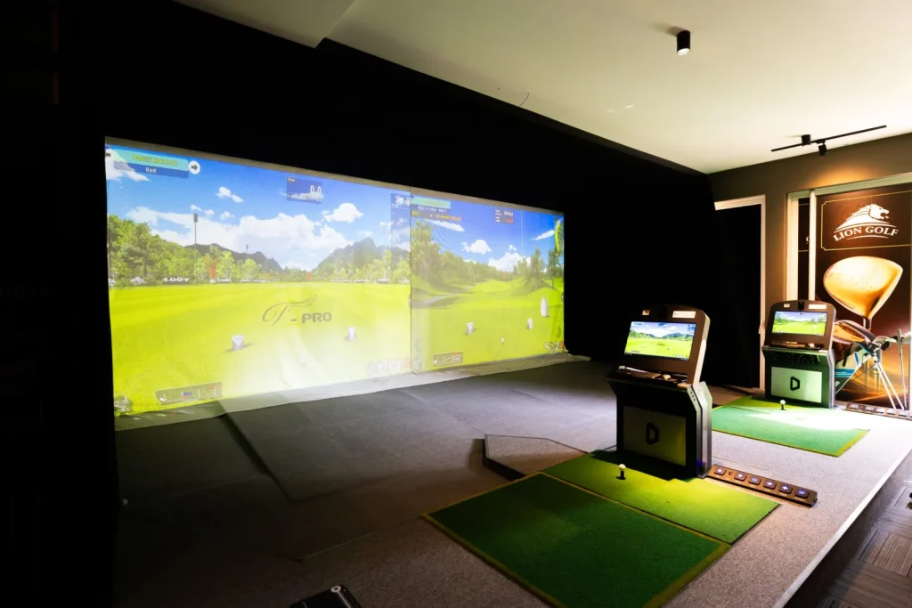 Golf practice and simulator area at Golf House