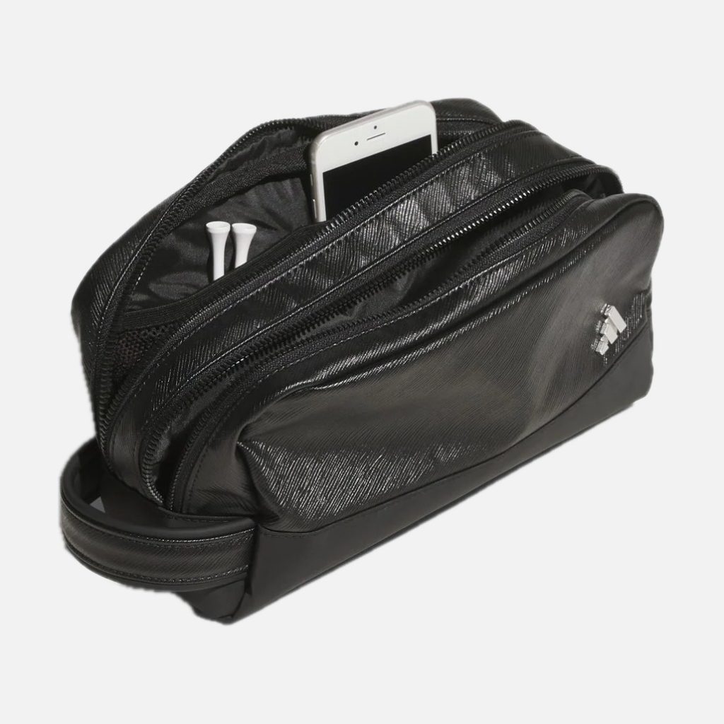adidas Túi Pouch Da PU Khóa Kéo Kép – Black