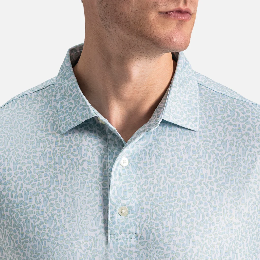Áo Polo FootJoy Bloody Mary TourLisle – White / Sage Green / Blue Breeze