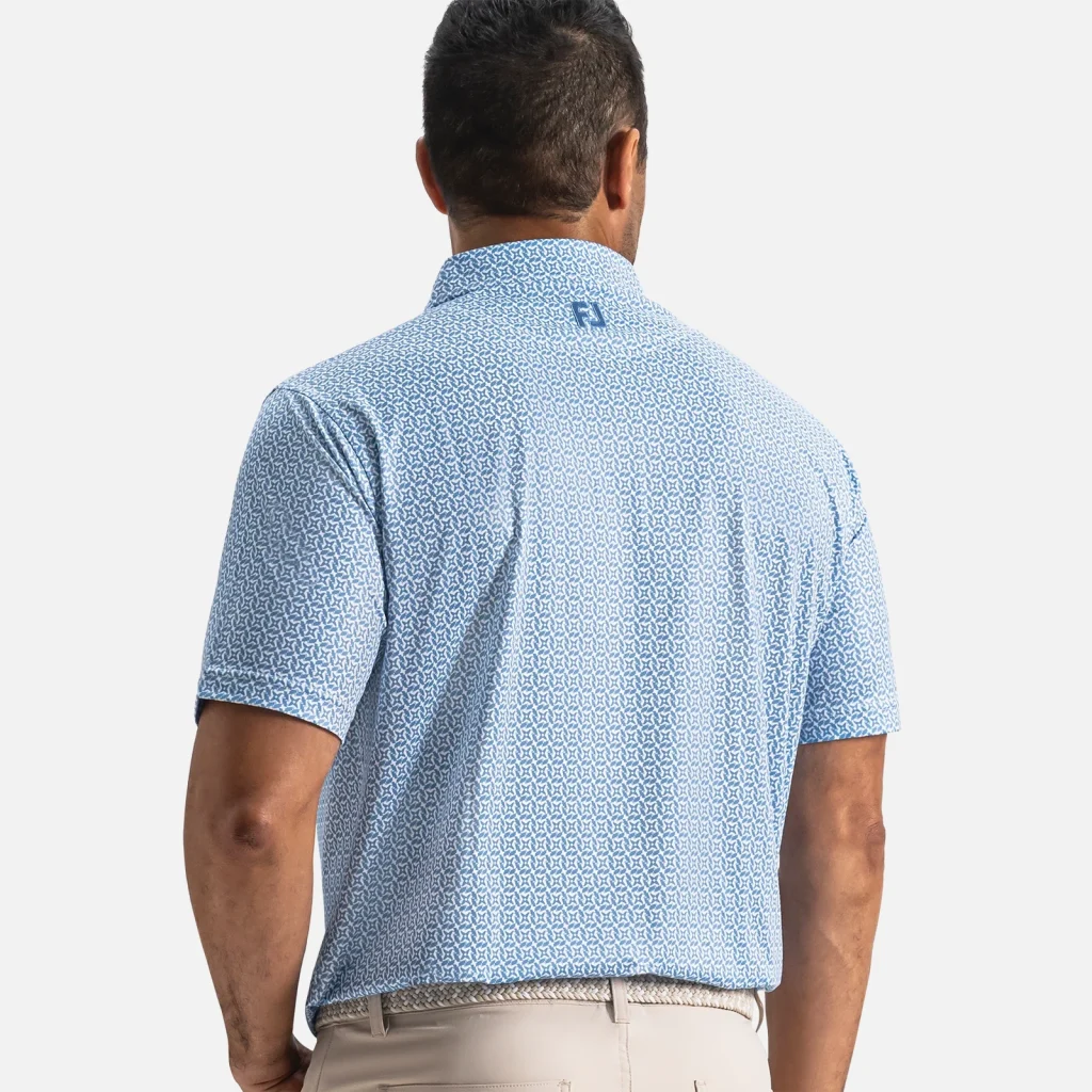 Áo Polo FootJoy Club Cube TourLisle – White / Riviera Blue