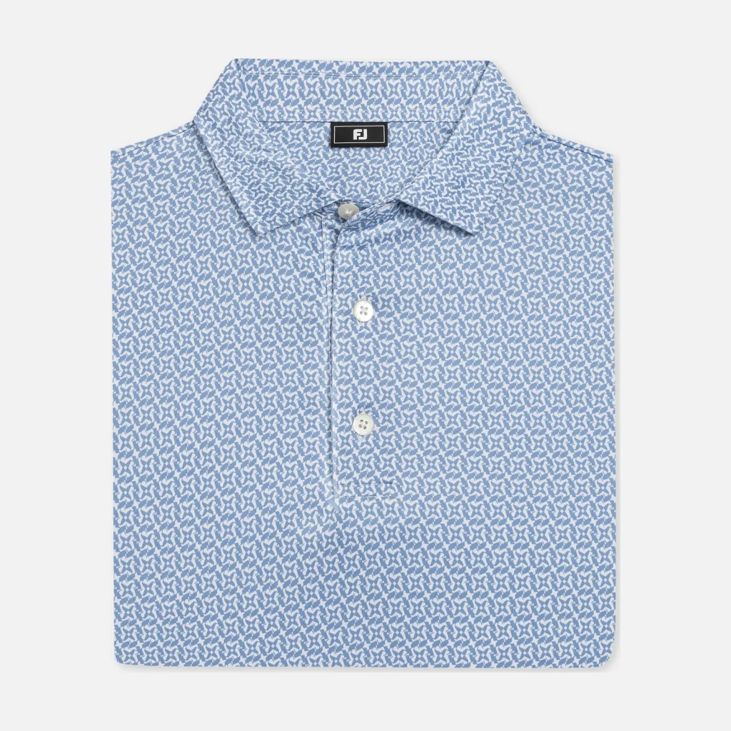 Áo Polo FootJoy Club Cube TourLisle – White / Riviera Blue