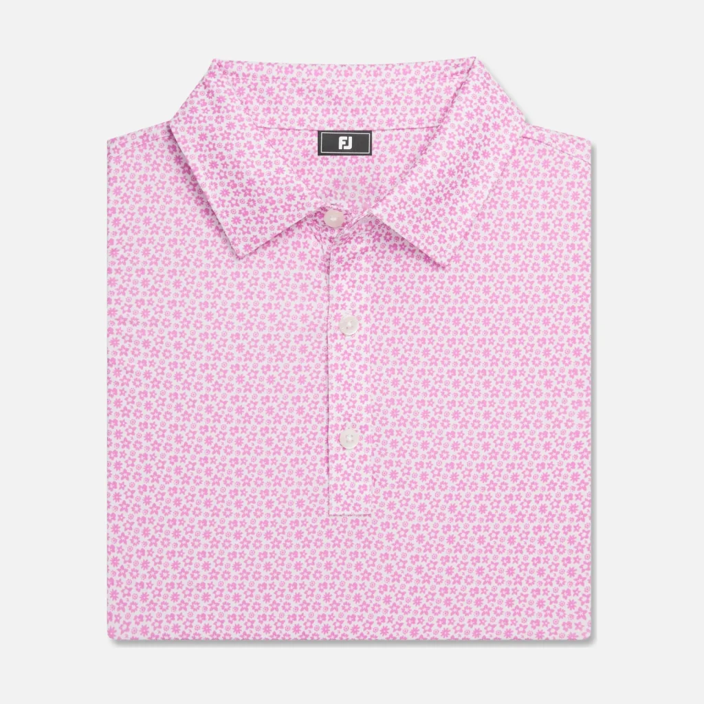Áo Polo FootJoy Floral TourLisle – Rose / White
