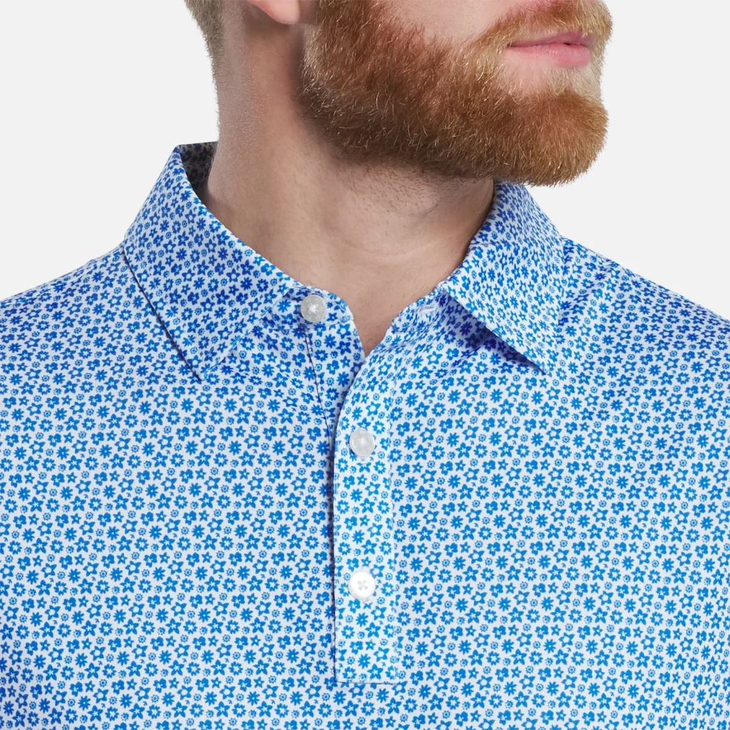 Áo Polo FootJoy Floral TourLisle – Marine / White