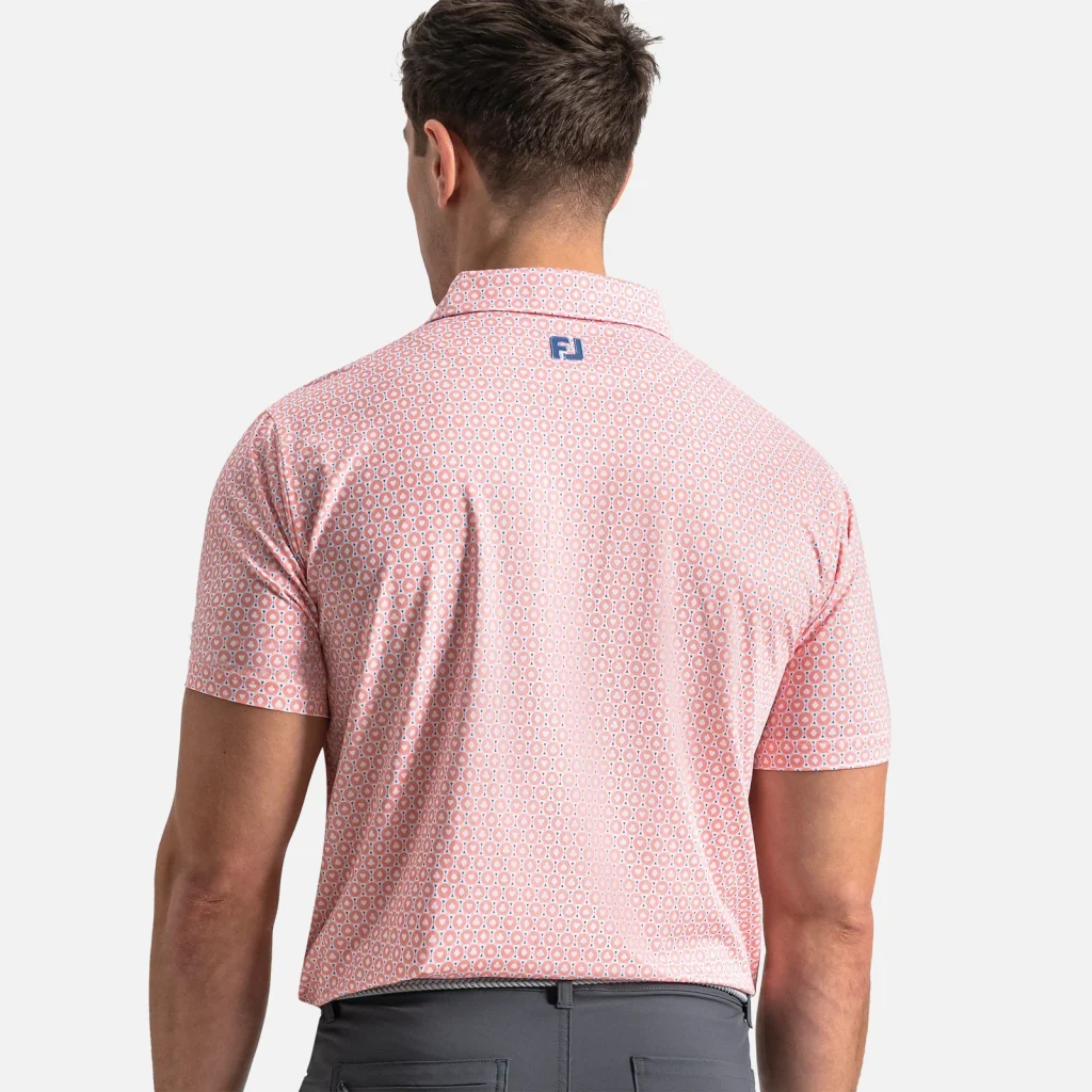 Áo Polo FootJoy Vegas Marker TourLisle – Peach / White / Riviera Blue