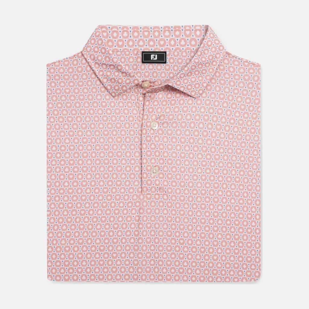 Áo Polo FootJoy Vegas Marker TourLisle – Peach / White / Riviera Blue