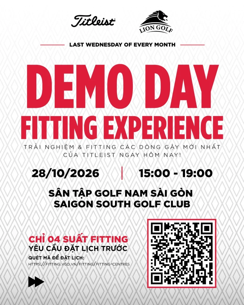 Poster Titleist × Lion Golf Demo Day & Fitting Experience – 28/10/2026, Sân tập Golf Nam Sài Gòn